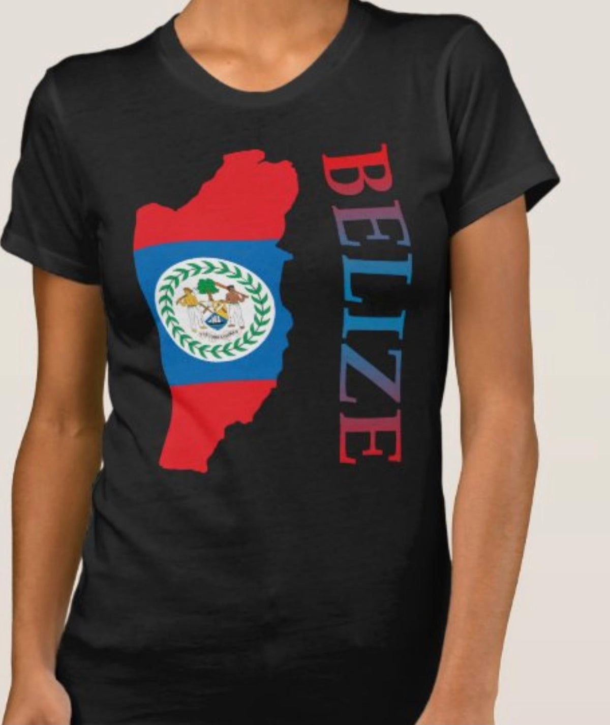 Belize Island and Flag Graphic Print T-shirt