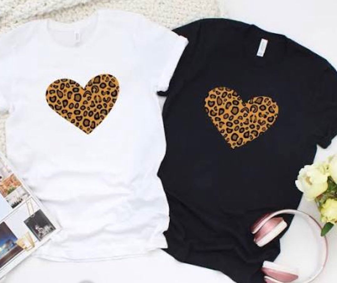 Women’s Leopard Heart Print T-shirt