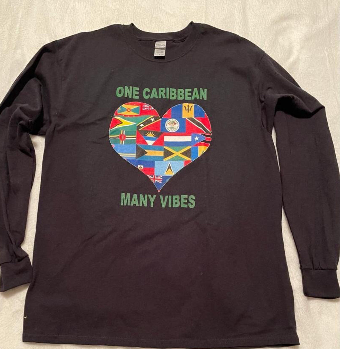 Men’s “One Caribbean Many Vibes” Print Graphic Long Sleeved Shirt